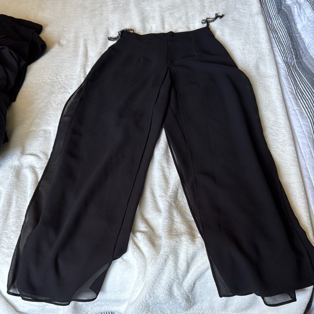 Dress Barn Black Wide-Leg Pants High-Waisted sheer